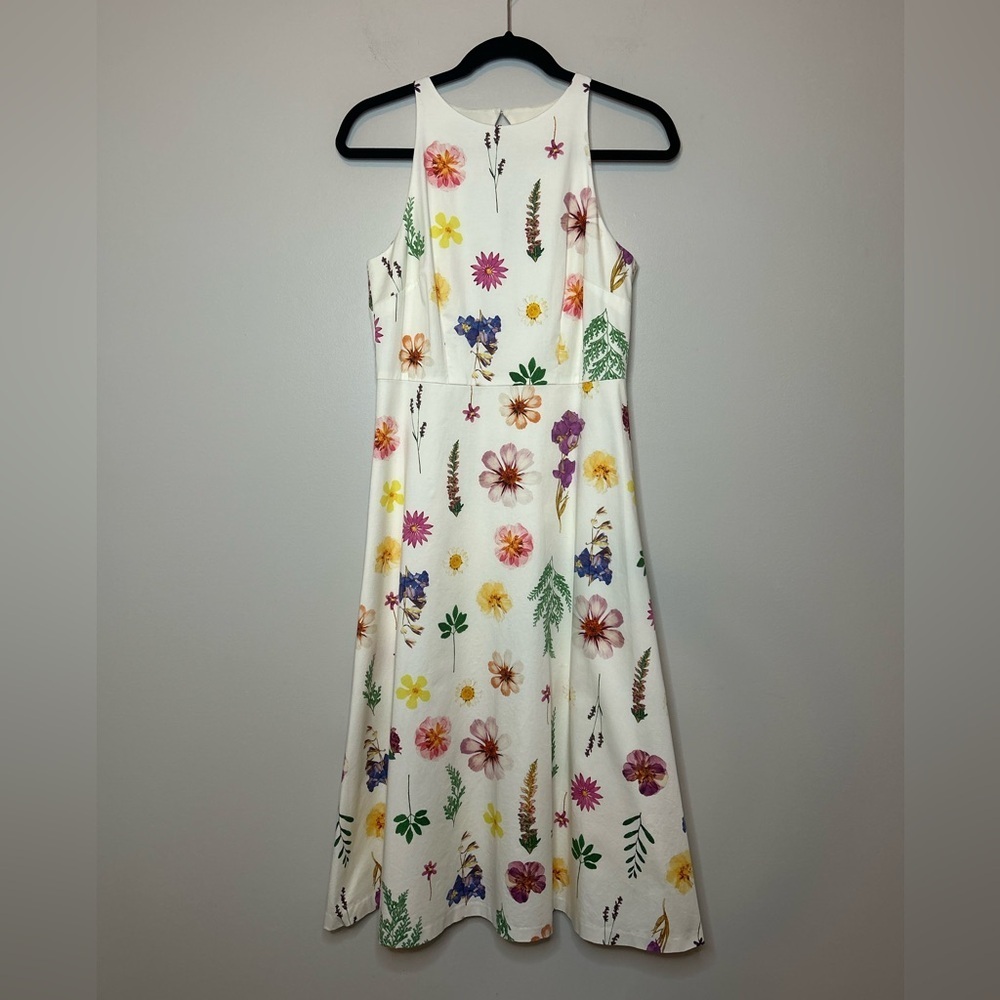 Talbots Sateen Fit & Flare Floral Meadow Dress Size 4 Petite